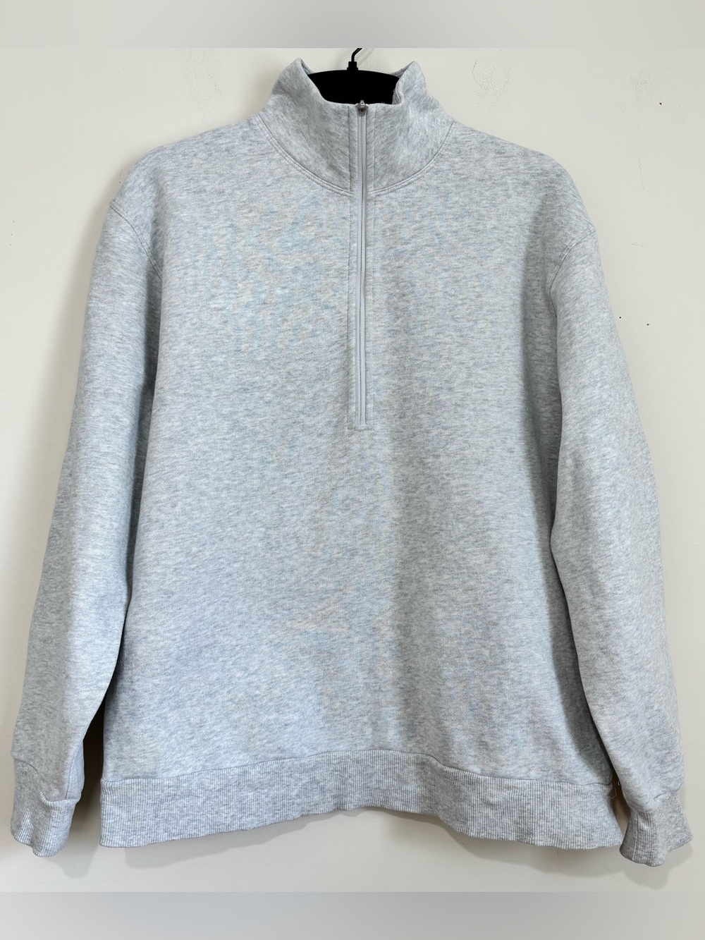 Lululemon steady state half zip mock collar oversize gray crop fleece sweatshirt